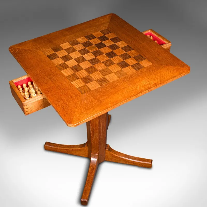Online Pamono Antique English Chess Table in Oak