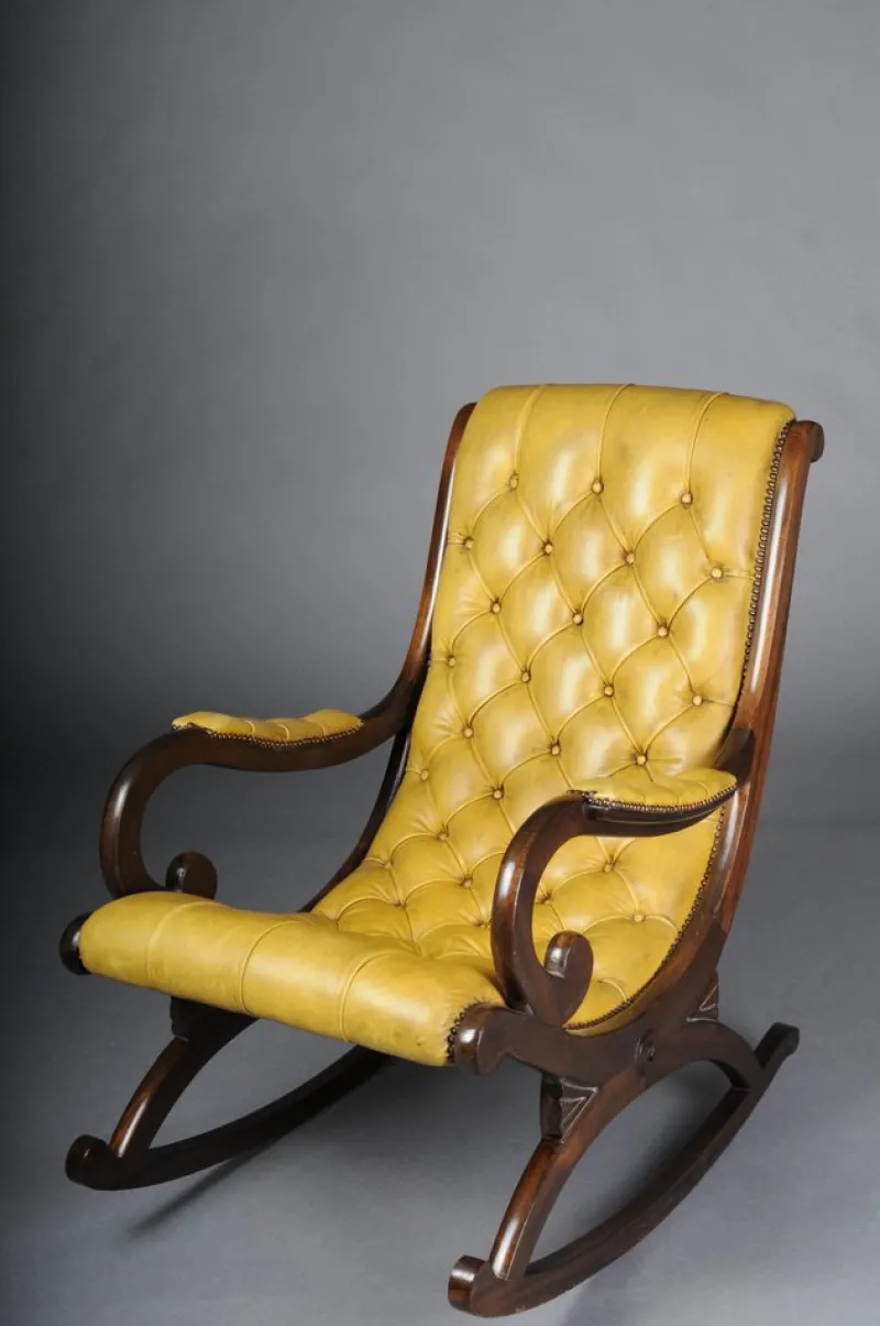 Pamono Antique English Chesterfield Rocking Chair> Rocking Chairs