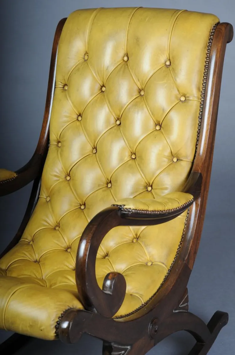 Pamono Antique English Chesterfield Rocking Chair> Rocking Chairs