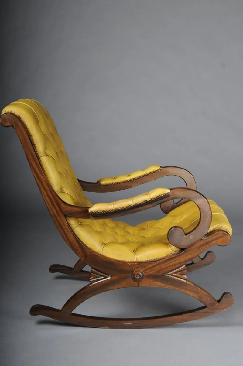 Pamono Antique English Chesterfield Rocking Chair> Rocking Chairs