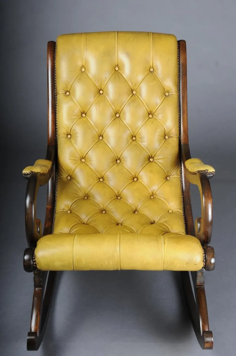 Pamono Antique English Chesterfield Rocking Chair> Rocking Chairs
