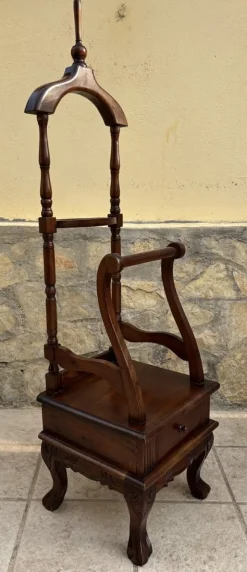 Outlet Pamono Antique English Chippendale Hardwood Valet Stand with One Drawer, 1890s