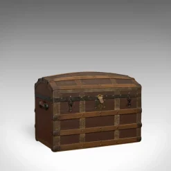 Hot Pamono Antique English Dome Top Trunk in Oak, 1910