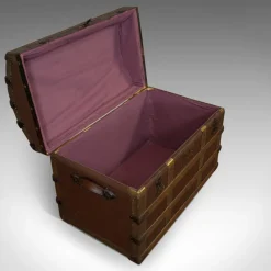 Hot Pamono Antique English Dome Top Trunk in Oak, 1910