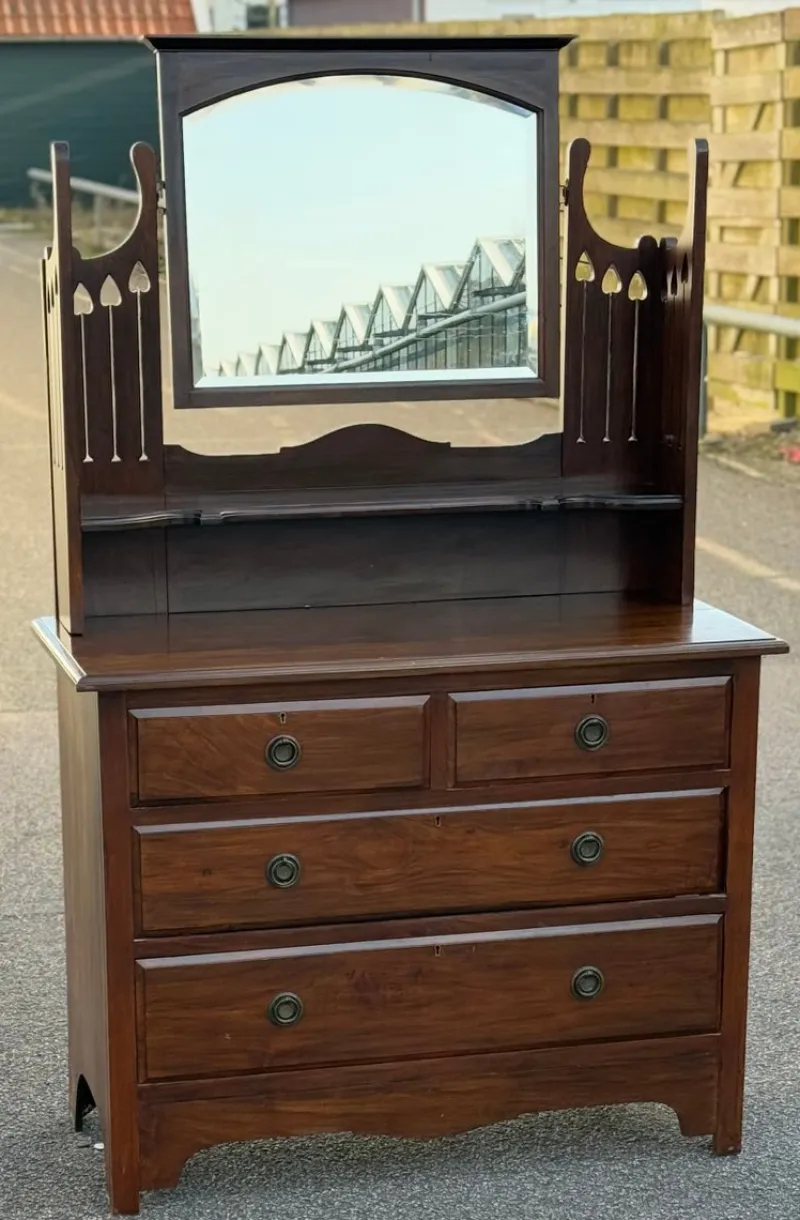 Pamono Antique English Dressing Table with Mirror> Dressing Tables