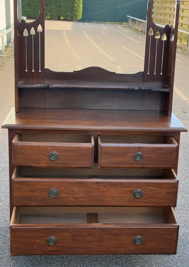 Pamono Antique English Dressing Table with Mirror> Dressing Tables