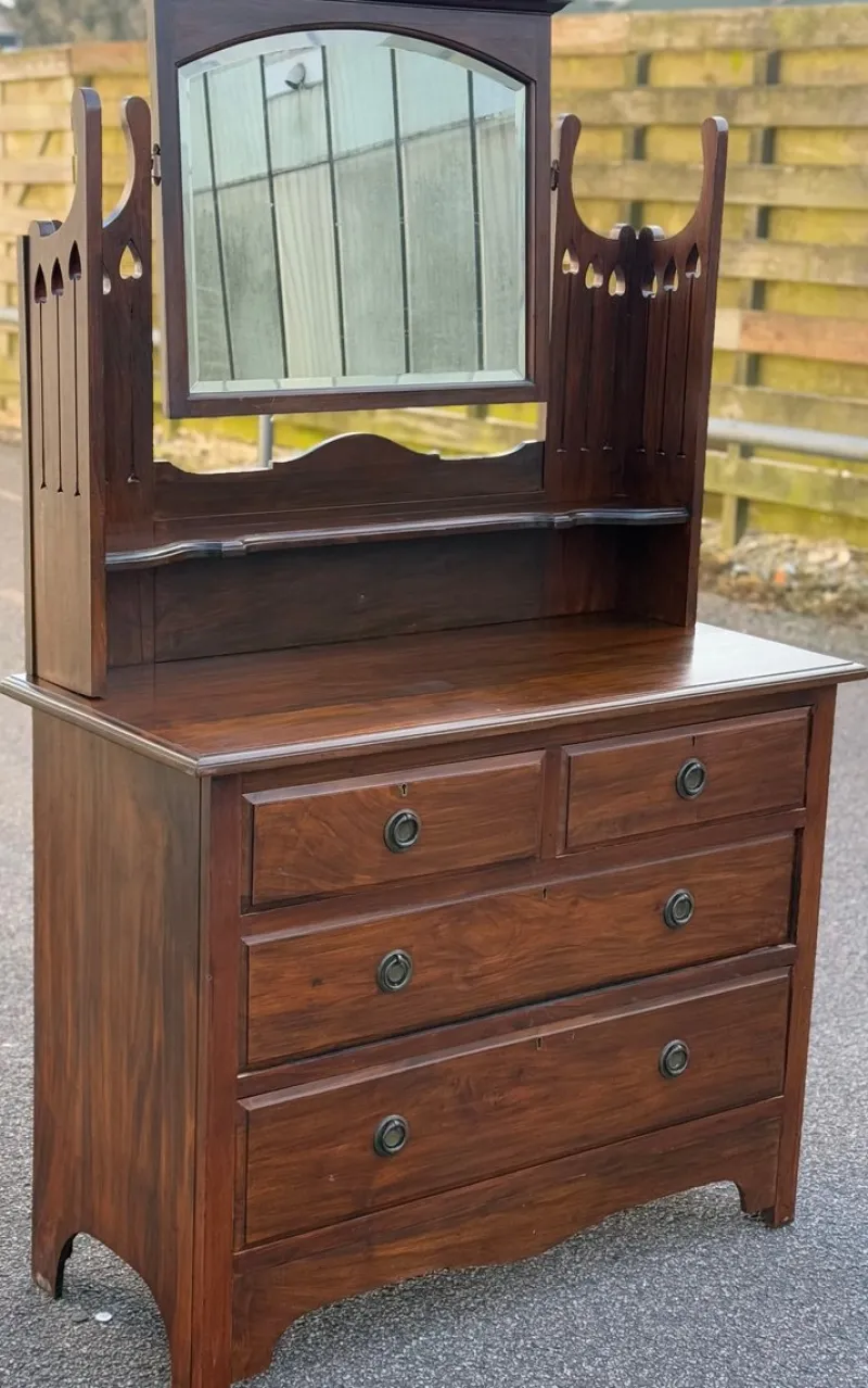 Pamono Antique English Dressing Table with Mirror> Dressing Tables