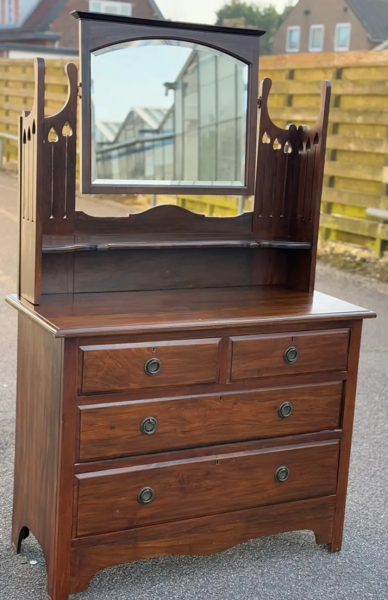 Pamono Antique English Dressing Table with Mirror> Dressing Tables