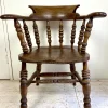 Pamono Antique English Elm Wood Windsor Captains Chair, 1900s> Office Chairs