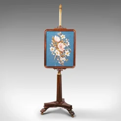 New Pamono Antique English Fireside Pole Screen, 1830s