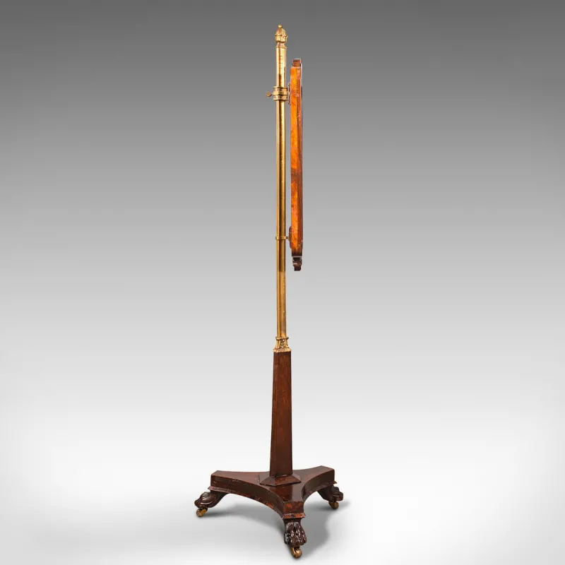 New Pamono Antique English Fireside Pole Screen, 1830s
