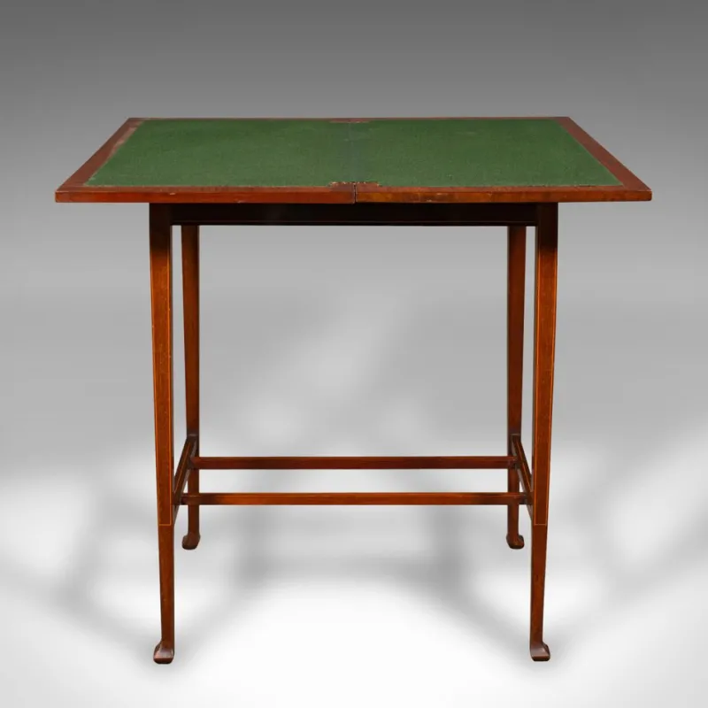 Online Pamono Antique English Fold Over Games Table in Walnut, 1890s