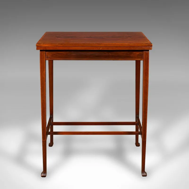 Online Pamono Antique English Fold Over Games Table in Walnut, 1890s
