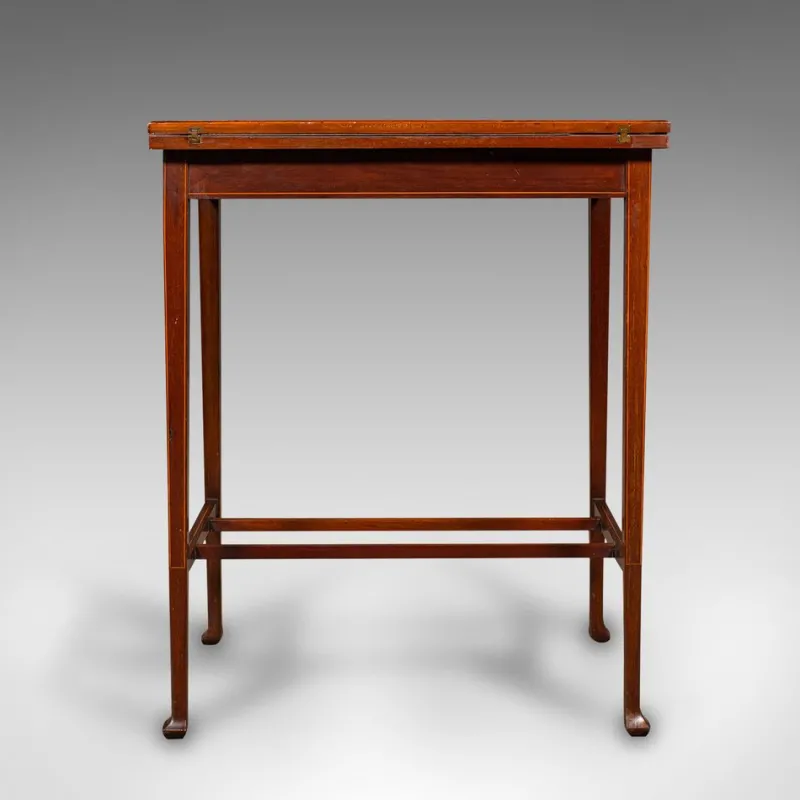 Online Pamono Antique English Fold Over Games Table in Walnut, 1890s