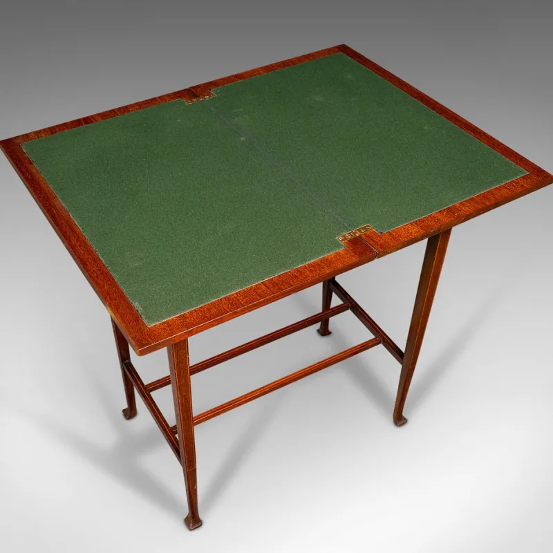 Online Pamono Antique English Fold Over Games Table in Walnut, 1890s