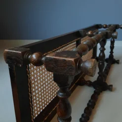 Pamono Antique English Foot Bench with Rattan, 1920s><noscript><img width=