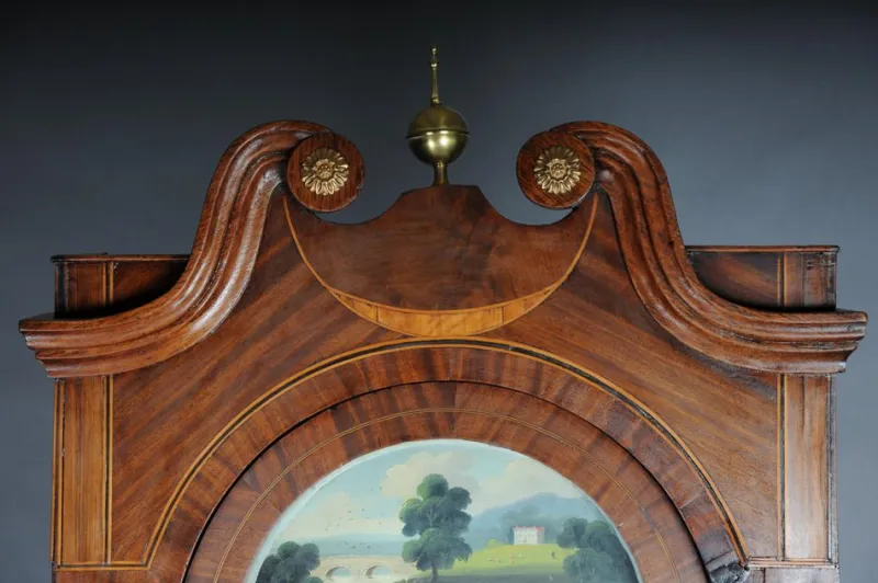 New Pamono Antique English Grandfather Clock in Mahogany, 18th Century