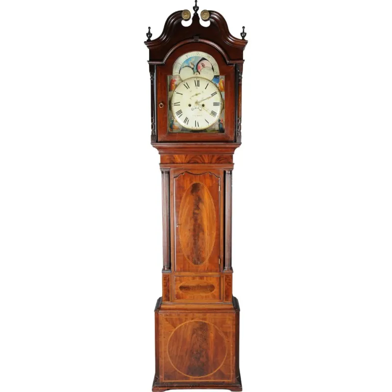 Pamono Antique English Grandfather Clock in Mahogany, 18th Century
