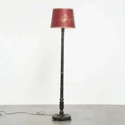 New Pamono Antique English Japanese Style Standing Lamp with Painting Work, Early 1900s