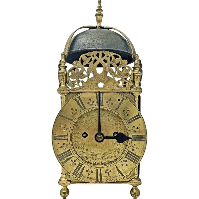 Best Pamono Antique English Lantern Clock by Ignatius Huggeford, 1685