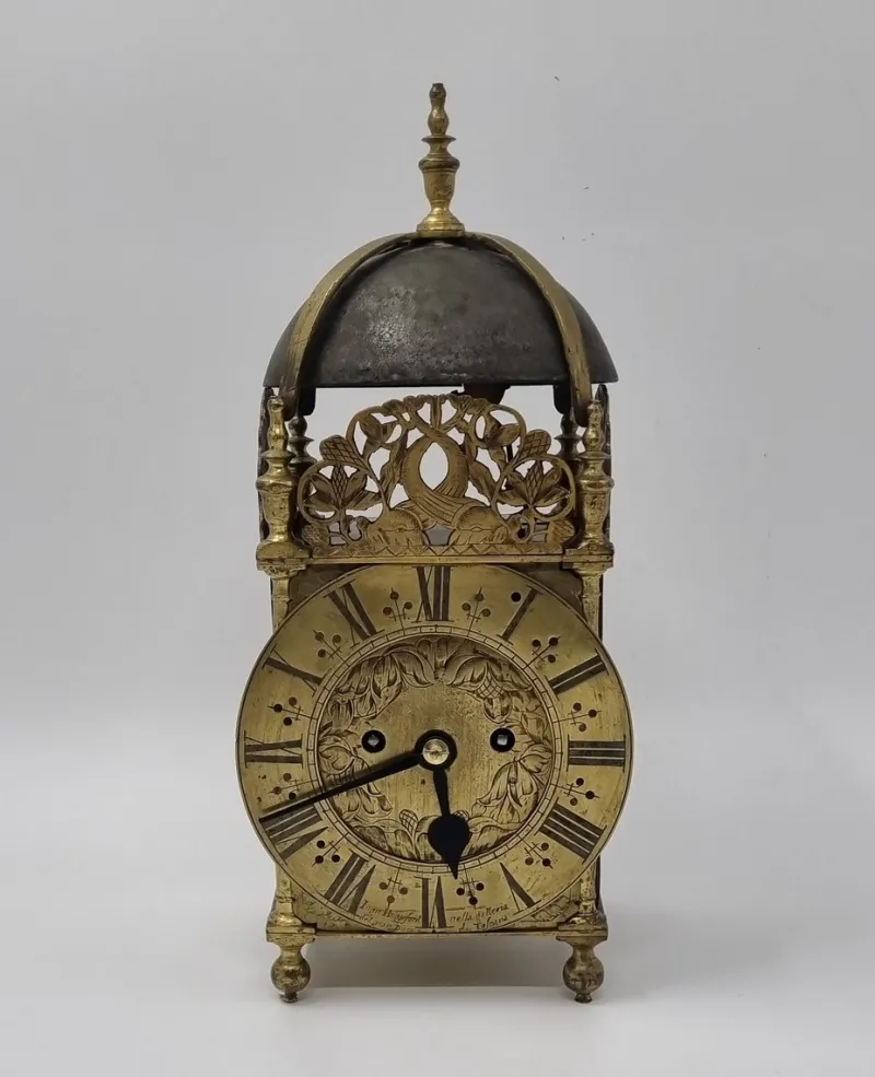 Best Pamono Antique English Lantern Clock by Ignatius Huggeford, 1685