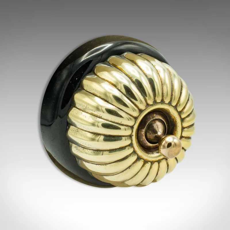 Pamono Antique English Light Switch in Brass, 1920> Architectural Elements
