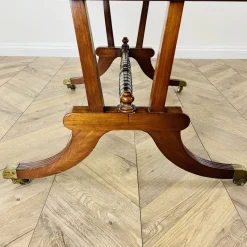 Pamono Antique English Mahogany Drop-Leaf Stretcher Table on Castors, 19th Century><noscript><img width=