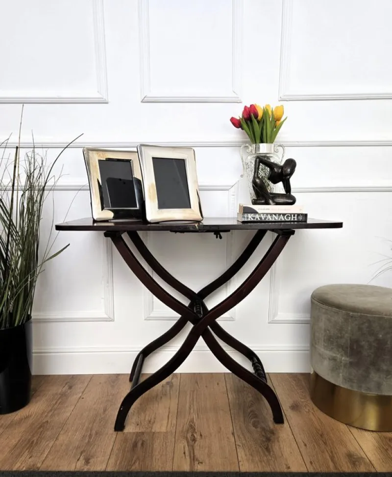 Pamono Antique English Mahogany Folding Table, 1890s> Console Tables
