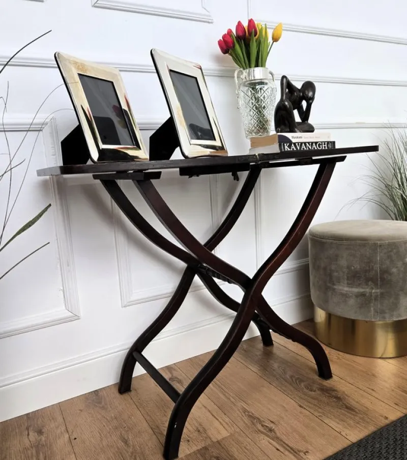 Pamono Antique English Mahogany Folding Table, 1890s> Console Tables