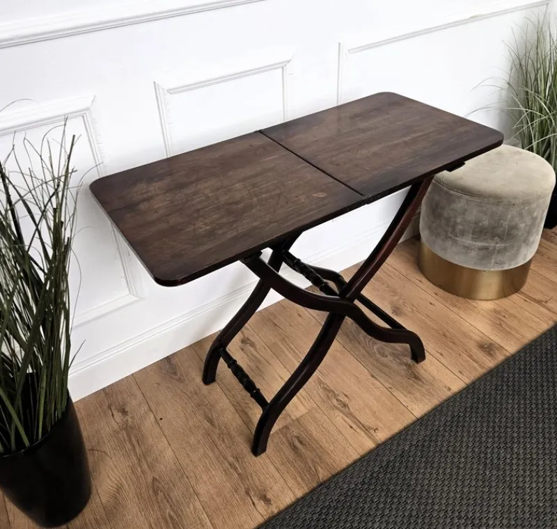Pamono Antique English Mahogany Folding Table, 1890s> Console Tables