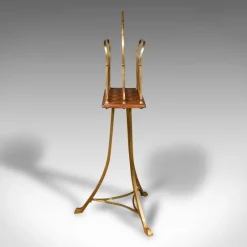 Pamono Antique English Newspaper Stand in Oak & Brass, 1900s><noscript><img width=