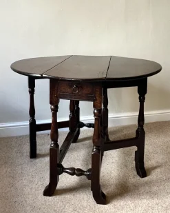 Pamono Antique English Oak Fold-Over Table, 1670s><noscript><img width=