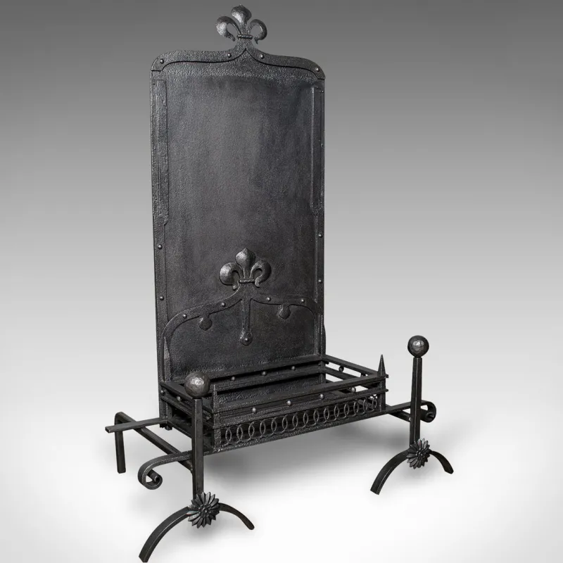 Pamono Antique English Open Hearth Fireplace, 1900, Set of 3> Fireplaces And Mantels