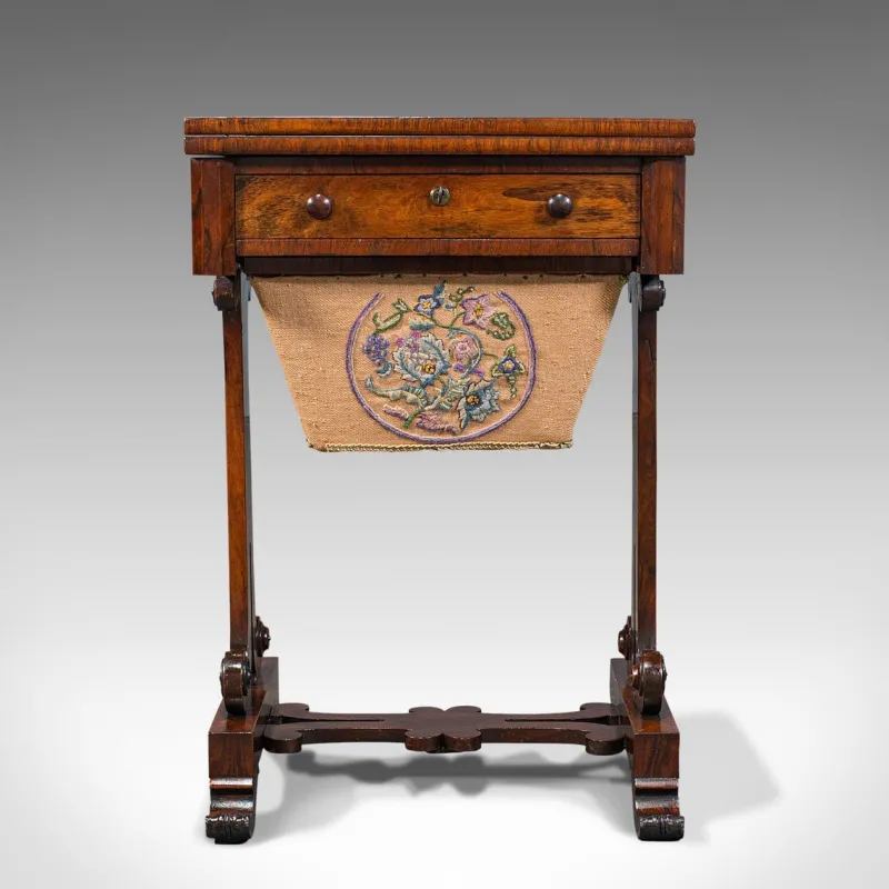 Pamono Antique English Regency Rosewood Fold Over Games Table, 1820s> Game Tables