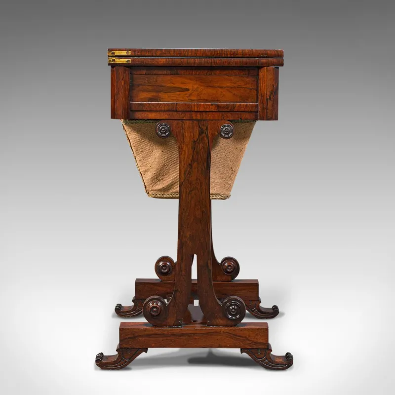 Pamono Antique English Regency Rosewood Fold Over Games Table, 1820s> Game Tables