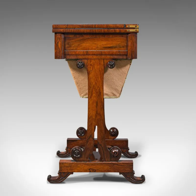 Pamono Antique English Regency Rosewood Fold Over Games Table, 1820s> Game Tables