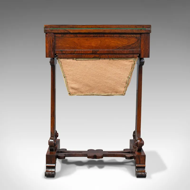 Pamono Antique English Regency Rosewood Fold Over Games Table, 1820s> Game Tables