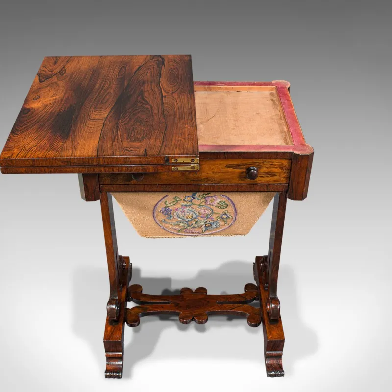 Pamono Antique English Regency Rosewood Fold Over Games Table, 1820s> Game Tables