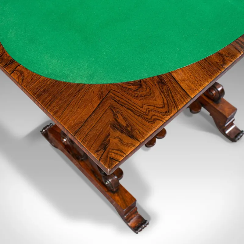 Pamono Antique English Regency Rosewood Fold Over Games Table, 1820s> Game Tables
