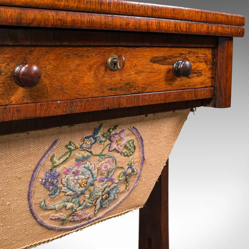 Pamono Antique English Regency Rosewood Fold Over Games Table, 1820s> Game Tables