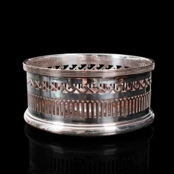 Pamono Antique English Silver Plated Wine Coaster or Bottle Stand from Harrods London, 1920> Bottles, Carafes & Jugs