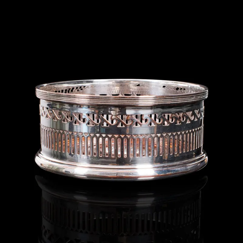 Pamono Antique English Silver Plated Wine Coaster or Bottle Stand from Harrods London, 1920> Bottles, Carafes & Jugs