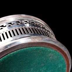 Pamono Antique English Silver Plated Wine Coaster or Bottle Stand from Harrods London, 1920><noscript><img width=