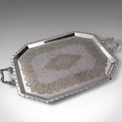 Online Pamono Antique English Silver Plated Presentation Serving Tray, 1890s
