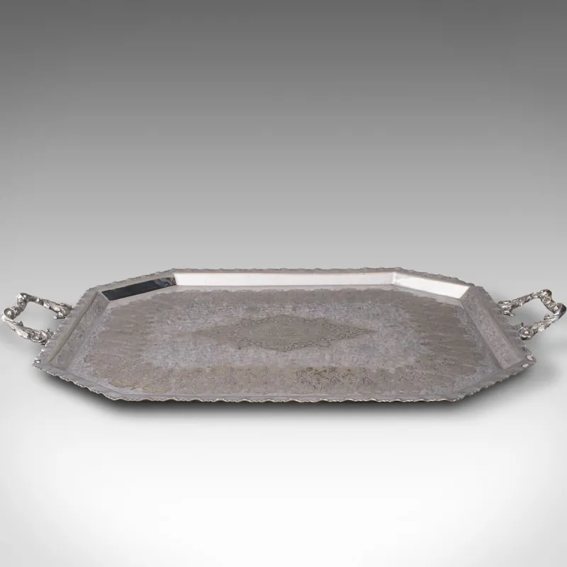 Online Pamono Antique English Silver Plated Presentation Serving Tray, 1890s