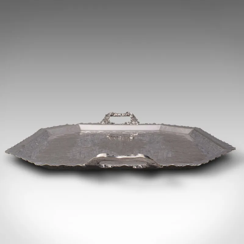 Online Pamono Antique English Silver Plated Presentation Serving Tray, 1890s
