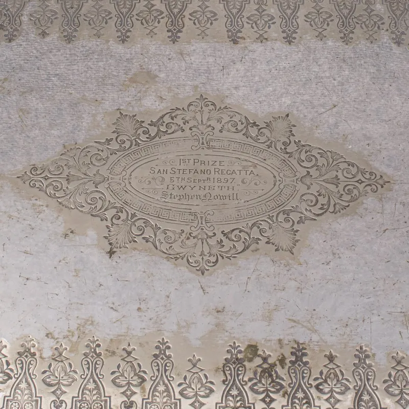 Online Pamono Antique English Silver Plated Presentation Serving Tray, 1890s