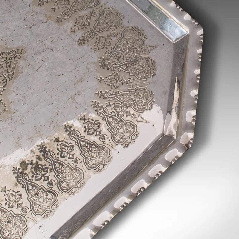 Online Pamono Antique English Silver Plated Presentation Serving Tray, 1890s