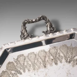 Online Pamono Antique English Silver Plated Presentation Serving Tray, 1890s