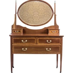 Pamono Antique English Softwood and Mahogany Veneer Vanity Table by Maple & Co., 1890s